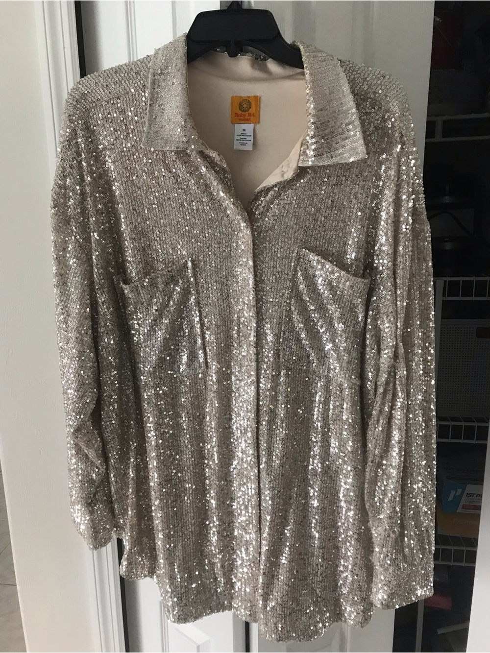 Ruby Rd.  Sequin Button-Up Top Size 1X